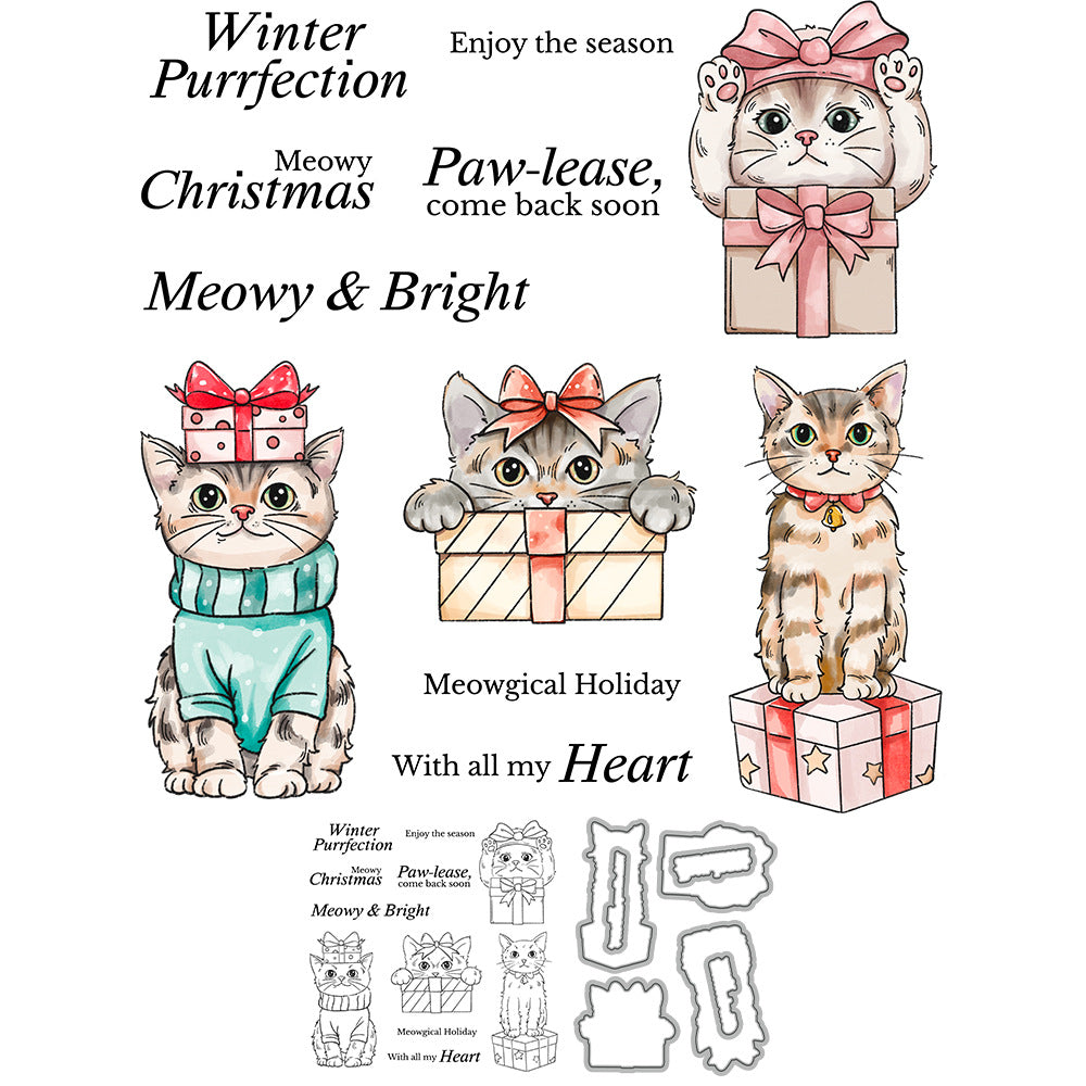 Cat Gift Box Dies & Stamps Set