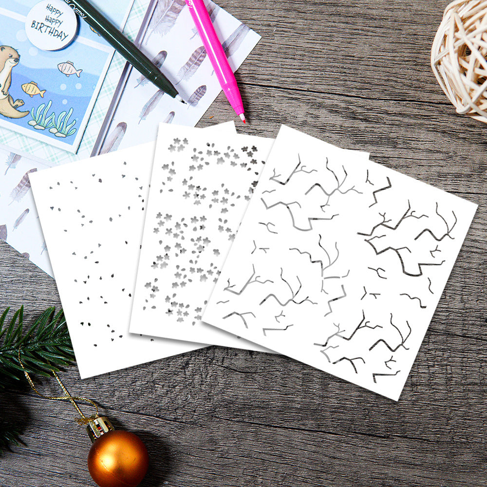 3 PCS Plum Bossom Pattern DIY Painting Hollow Stencil