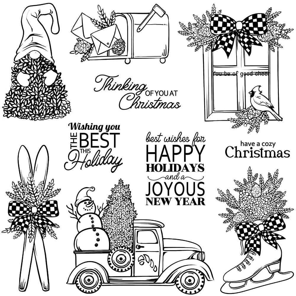 Merry Christmas Snowman Gnome Clear Stamps