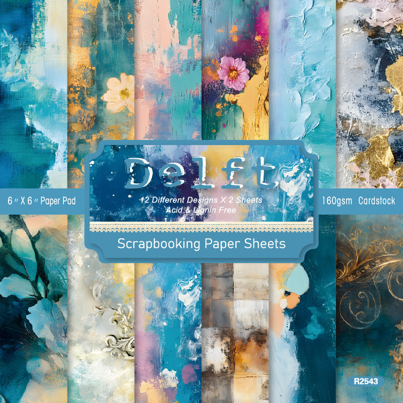 24PCS 6" Delft Scrapbook Paper & Cardstock