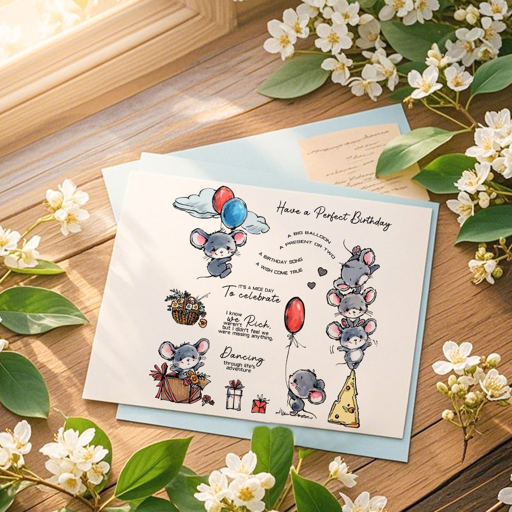 Cute Mouse In Party Dies & Stamps Set