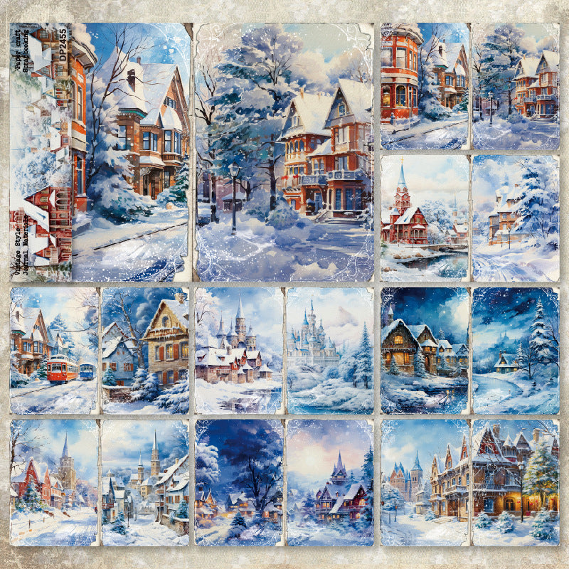 A5 Winter Building DIY Scrapbook Paper