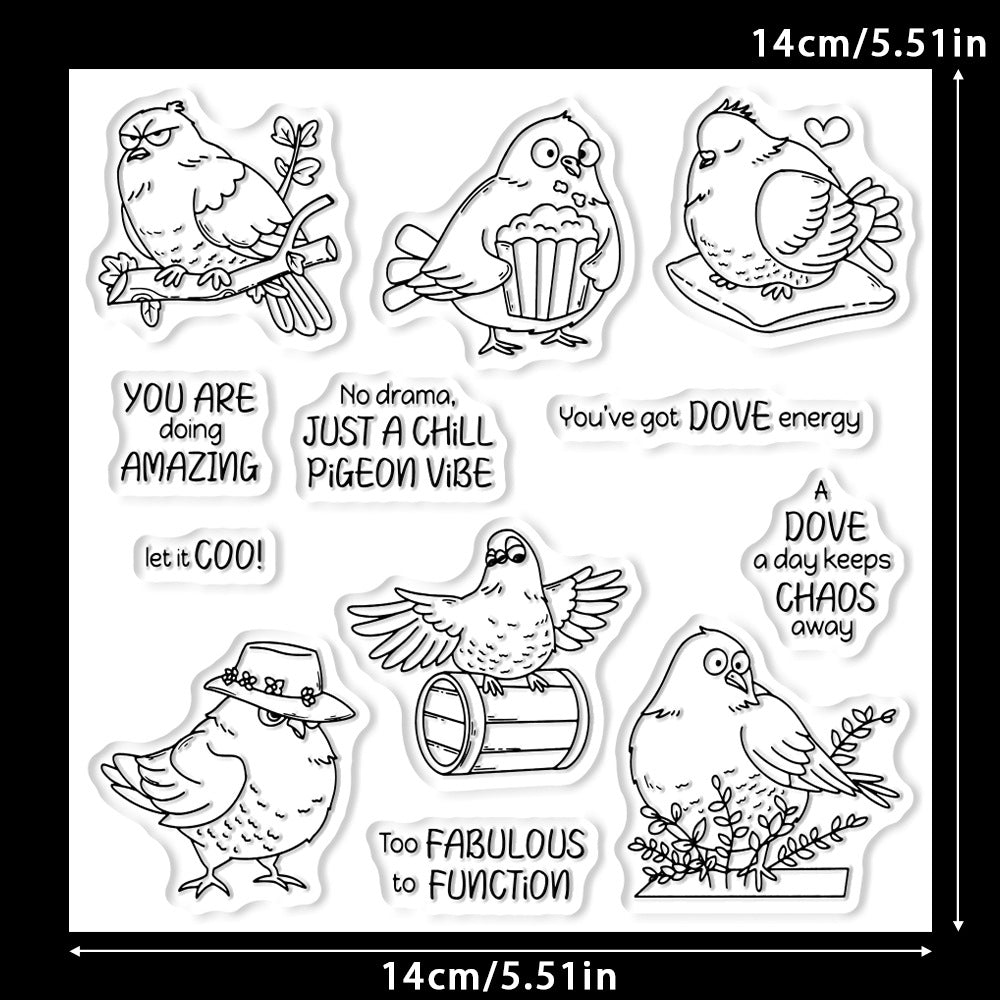 Funny Cartoon Dove Dies & Stamps Set