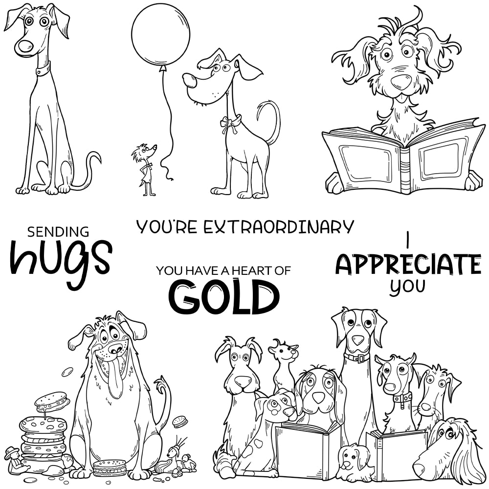 Happy Funny Puppies Dies & Stamps Set