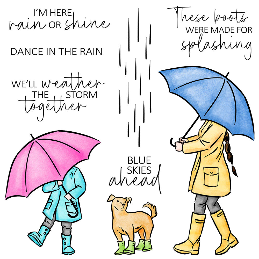 Girl Holding an Umbrella Dies & Stamps Set
