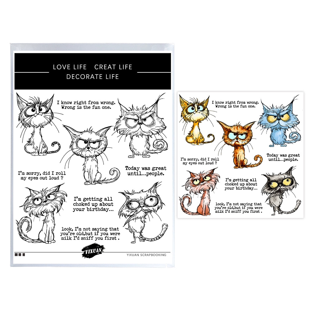 Funny Angry Cats Dies & Stamps Set