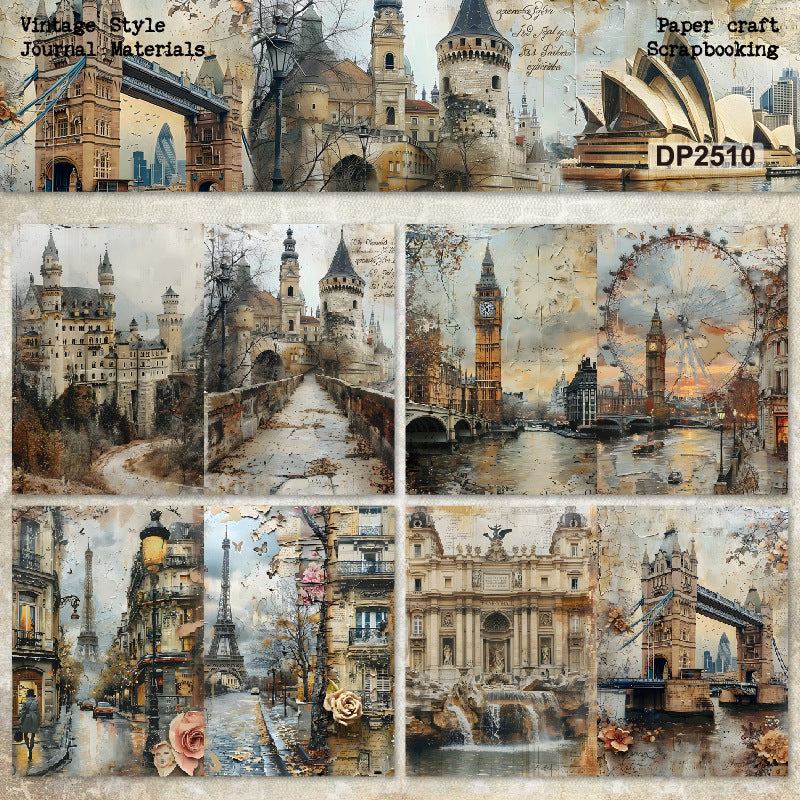 A5 Retro Architecture Journal Scrapbook Paper