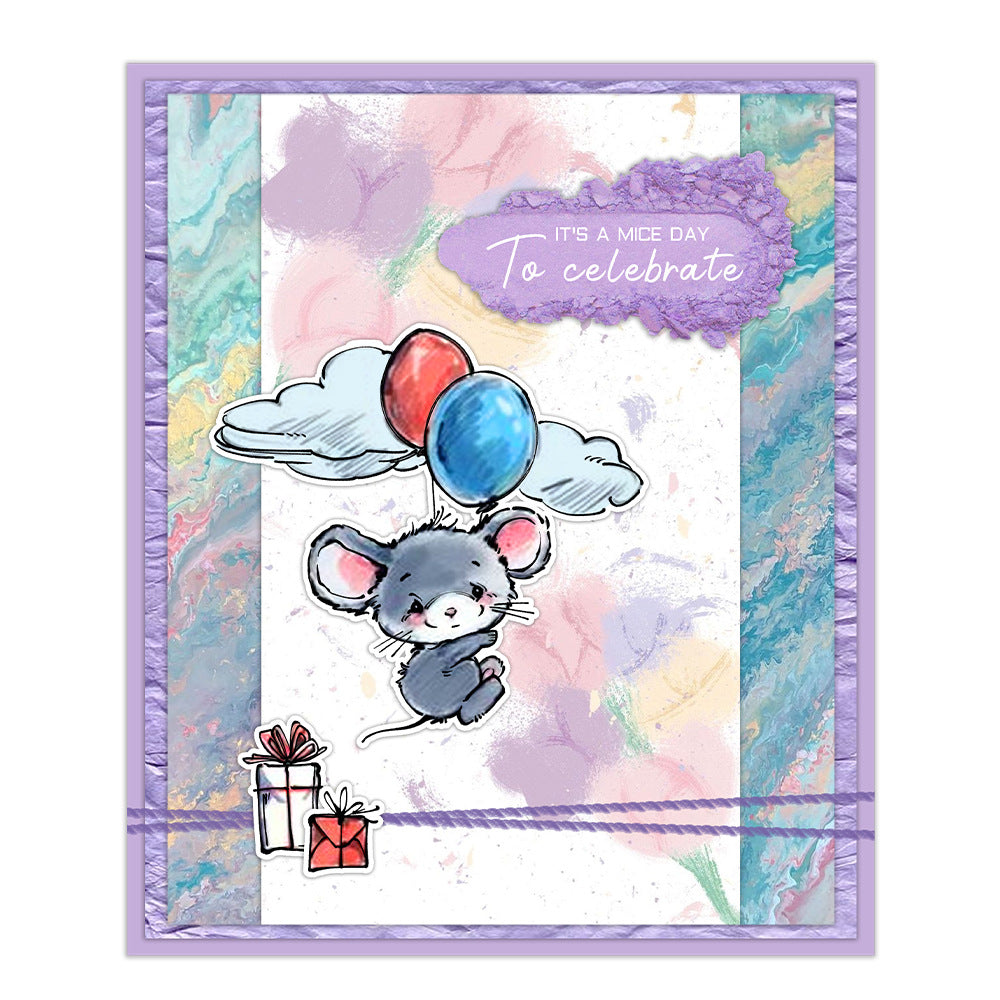 Cute Mouse In Party Dies & Stamps Set
