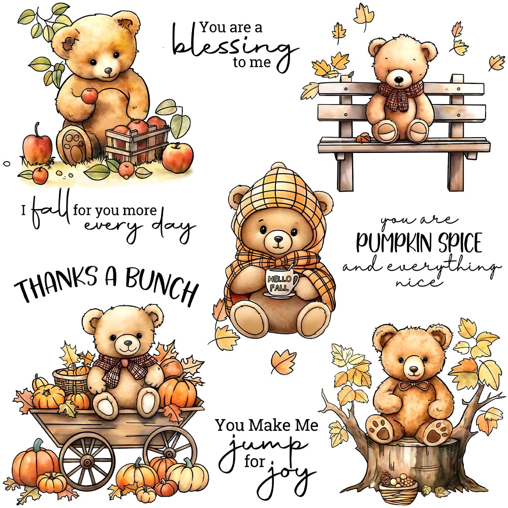 Autumn Harvest Pumpkins and Cute Bears Dies & Stamps Set