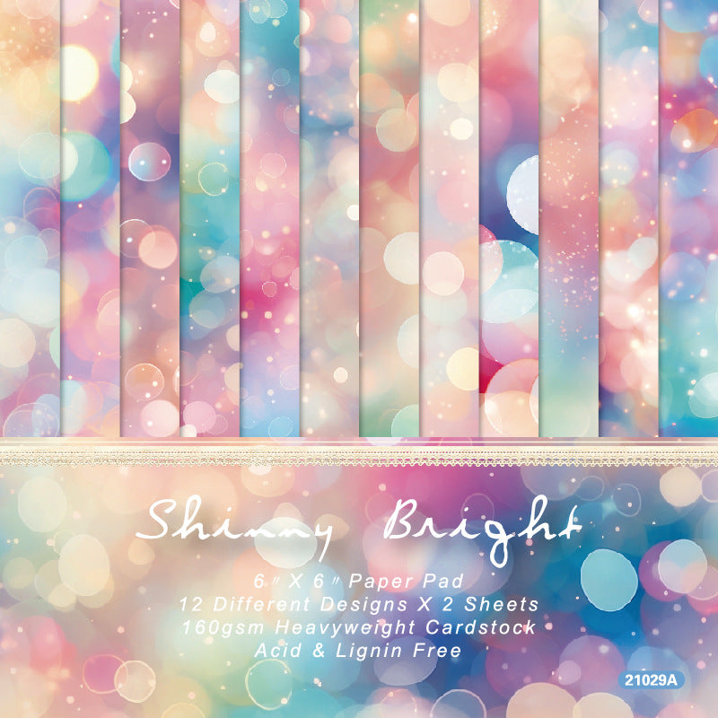 24PCS 6" Shiny Bright Scrapbook Paper & Cardstock