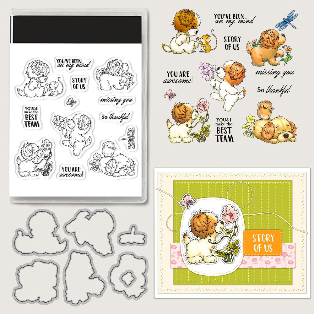 Playing Puppy Dies & Stamps Set