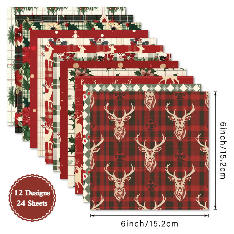 24PCS 6" Xmas Scrapbook Paper & Cardstock