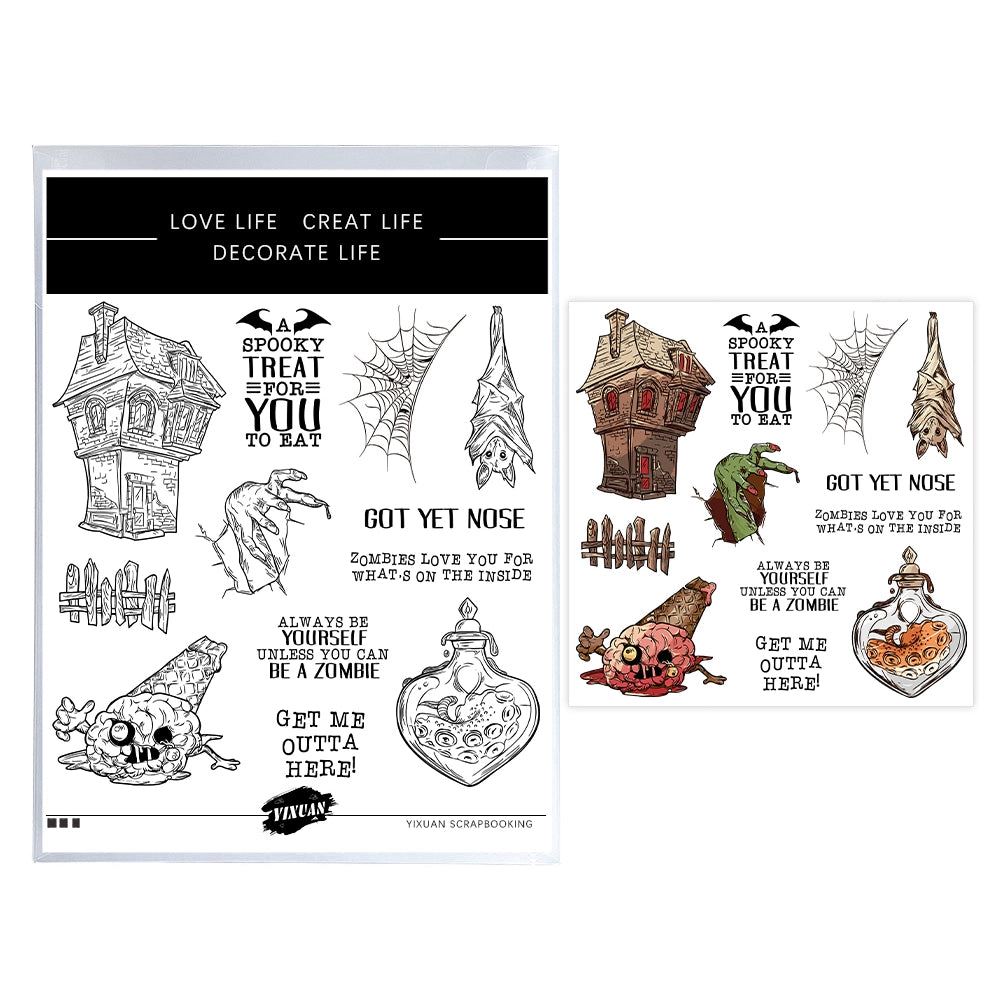 Haunted House Spider Web Bats Dies & Stamps Set