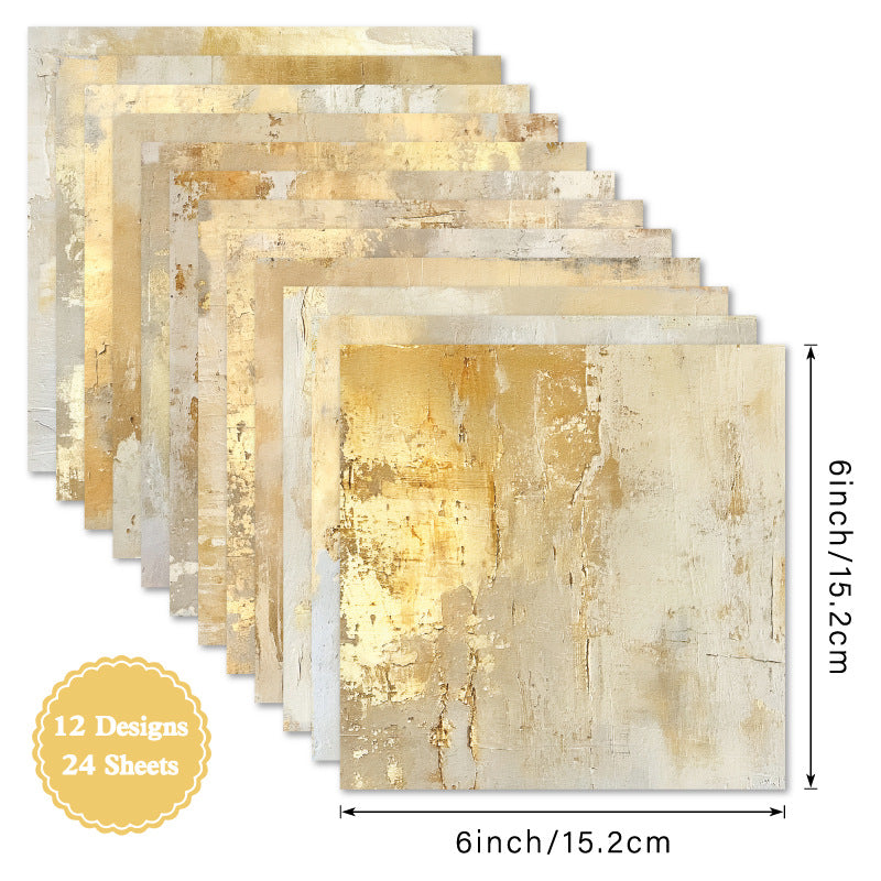 24PCS 6" Goldened Echo Scrapbook Paper & Cardstock