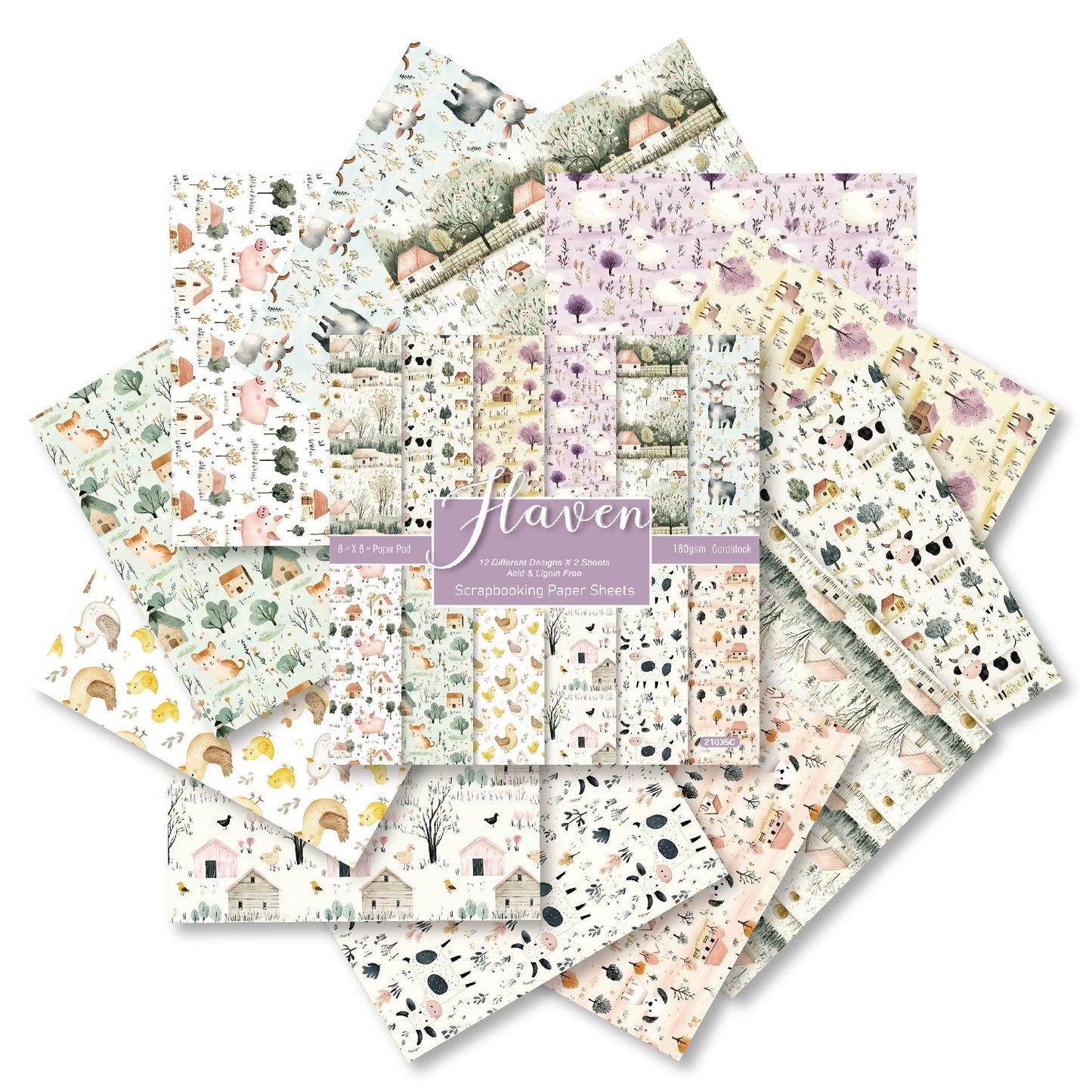 24PCS 6" Haven Scrapbook Paper & Cardstock