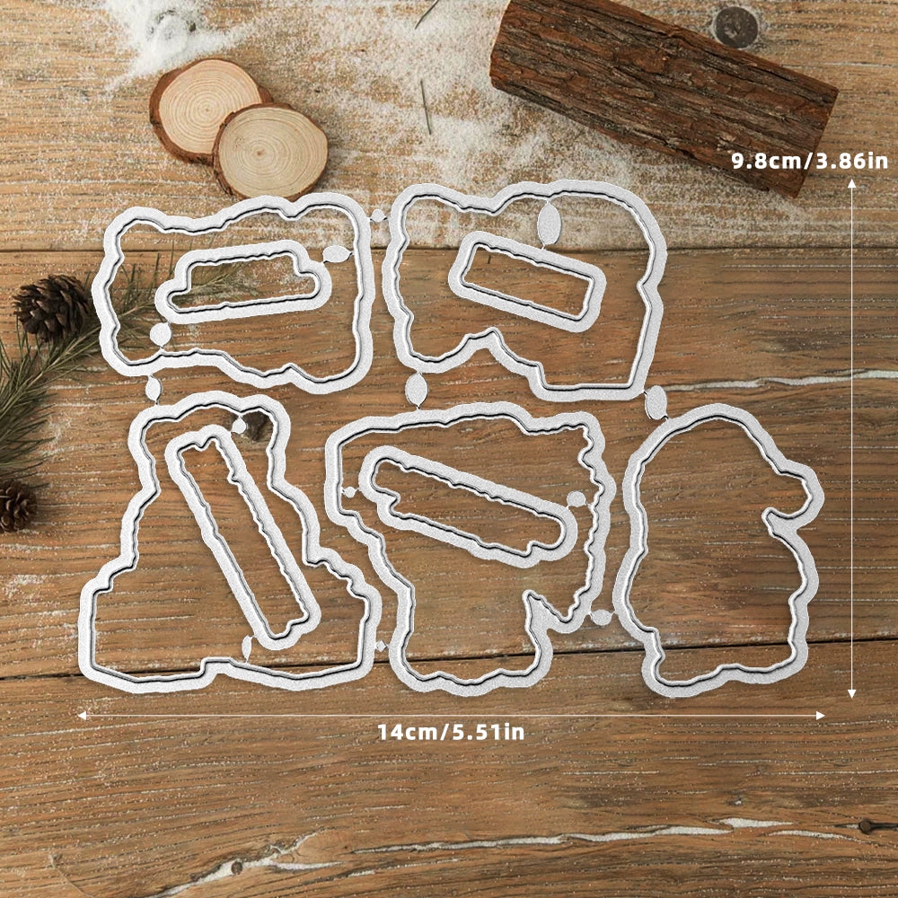 Cute Polar Bear Christmas Gift Dies & Stamps Set