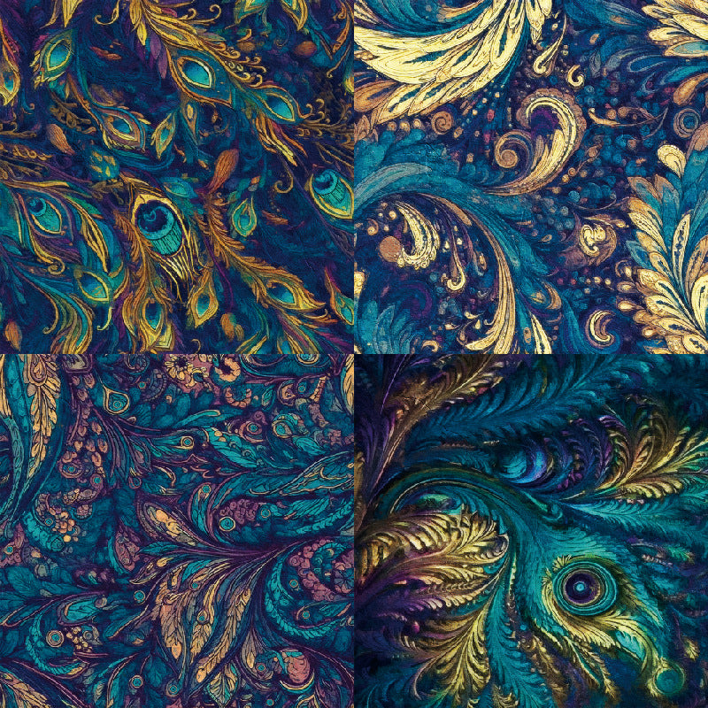 24PCS 6" Peacock Feathers Scrapbook Paper & Cardstock