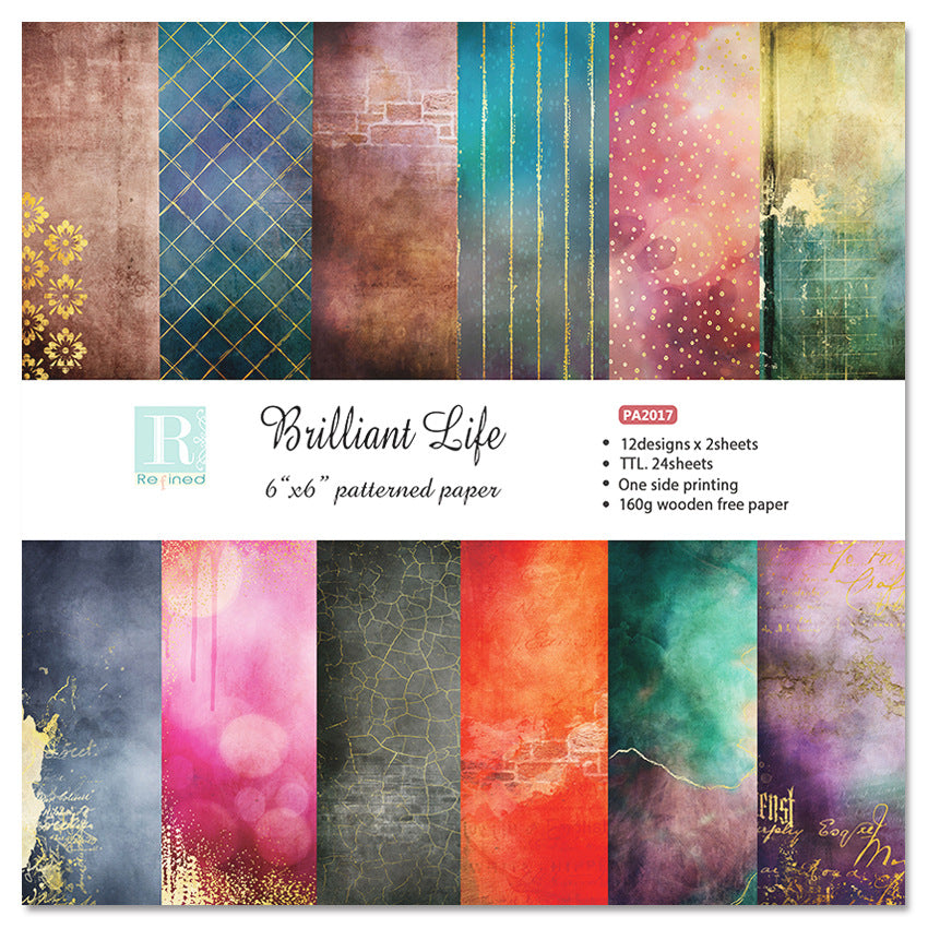 24PCS 6" Brilliant Life Scrapbook Paper & Cardstock