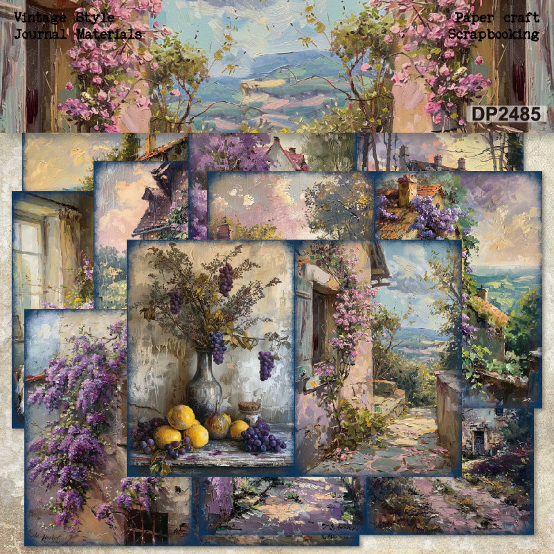 A5 Purple Rose Garden Scrapbook Paper