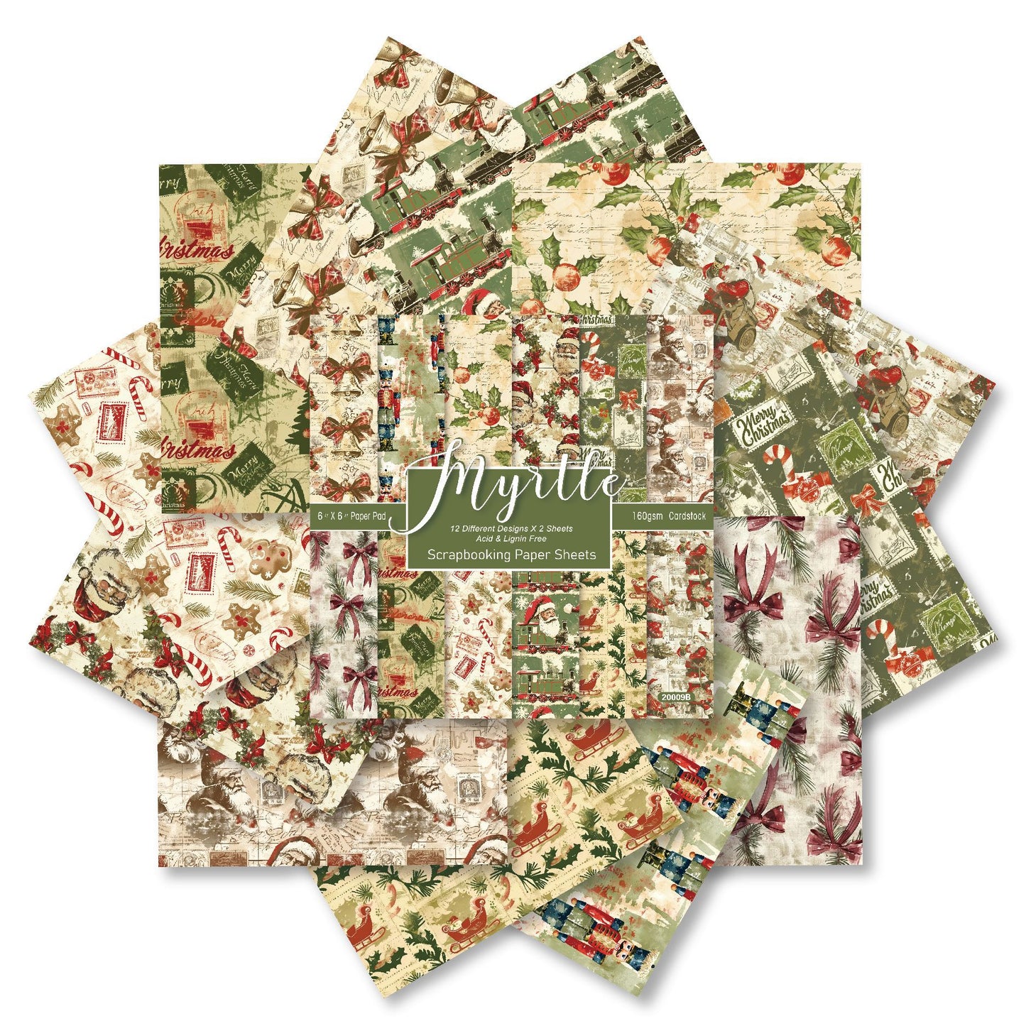 24PCS 6" Christmas Style Scrapbook Paper & Cardstock