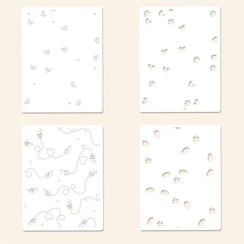 4 PCS Flying Bees Pattern DIY Painting Hollow Stencil