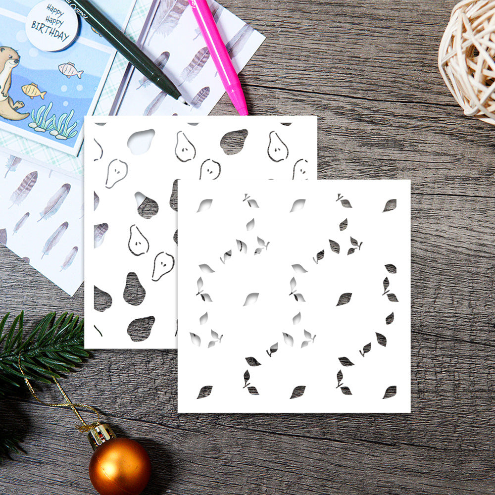 2 PCS Pear Pattern DIY Painting Hollow Stencil