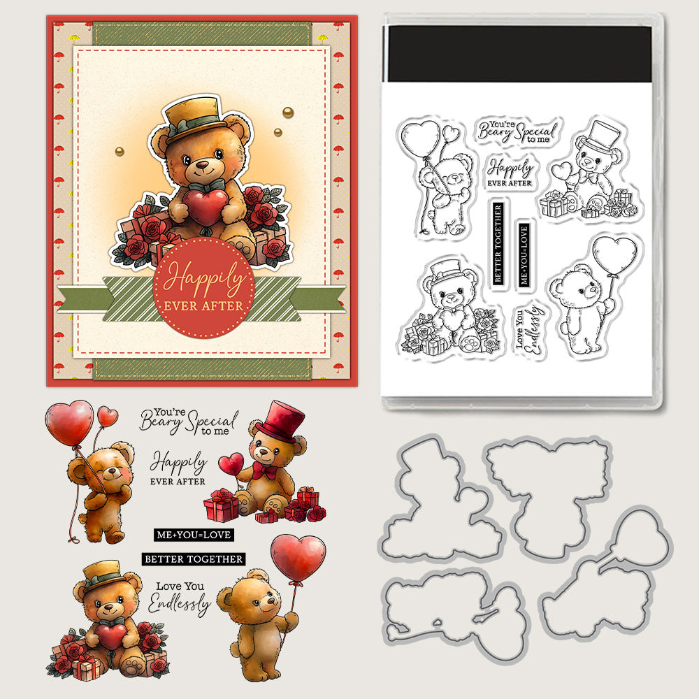 Valentine's Day Bear Dies & Stamps Set