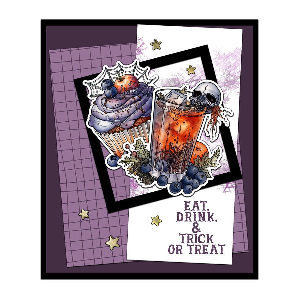 Halloween Party Cake Wine Dies & Stamps Set