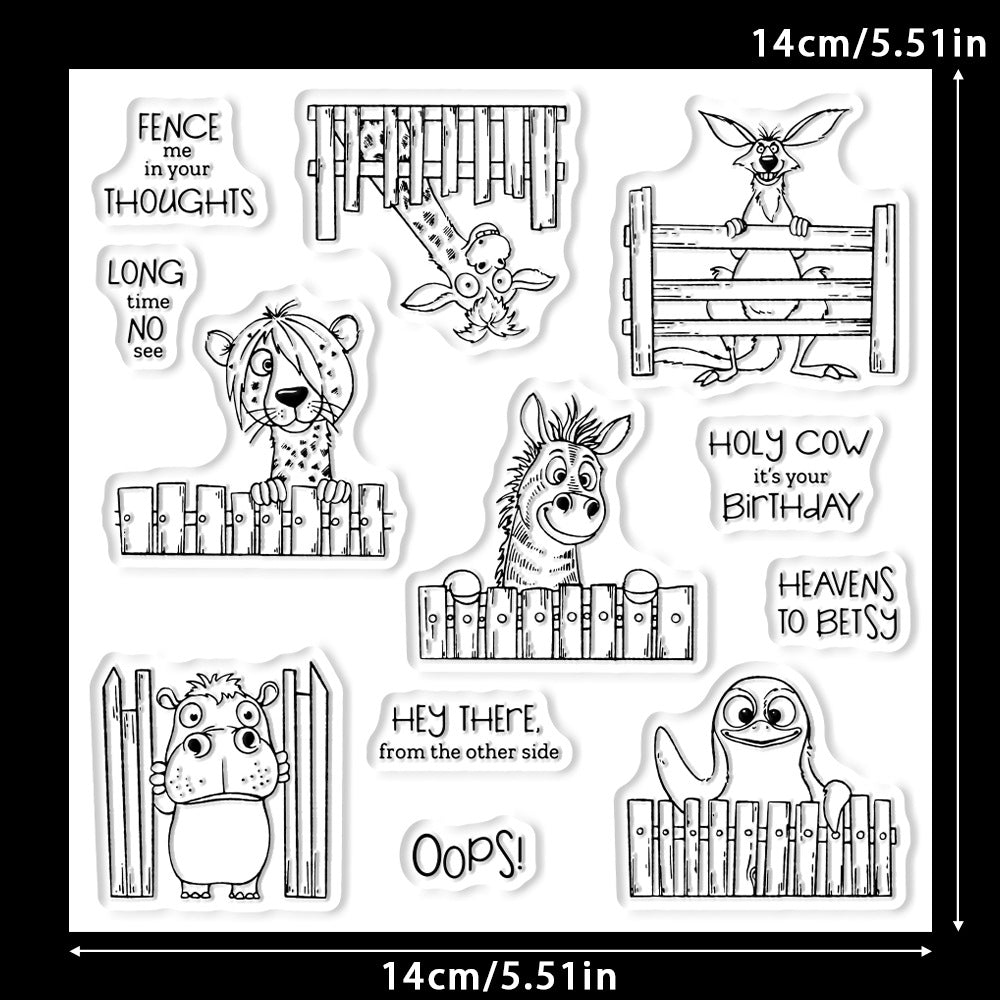 Cute Animals in the Fence Dies & Stamps Set
