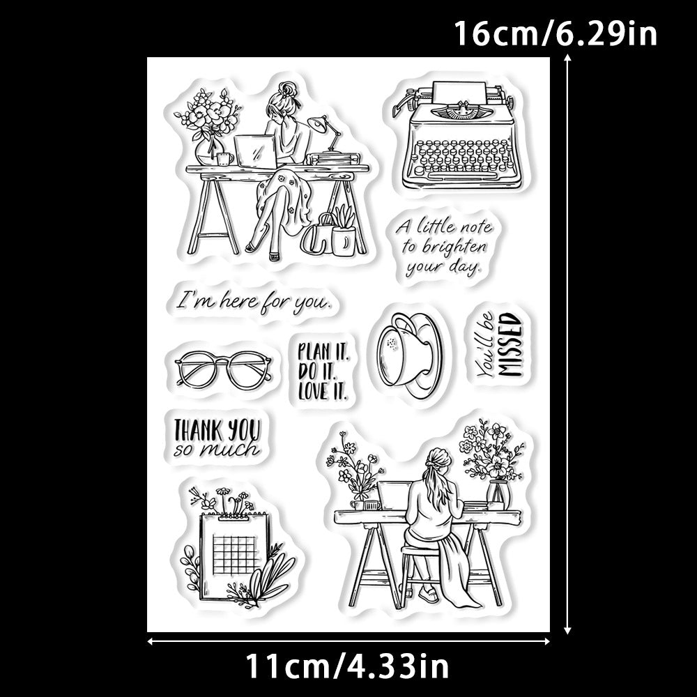 Office Girl Clear Stamps