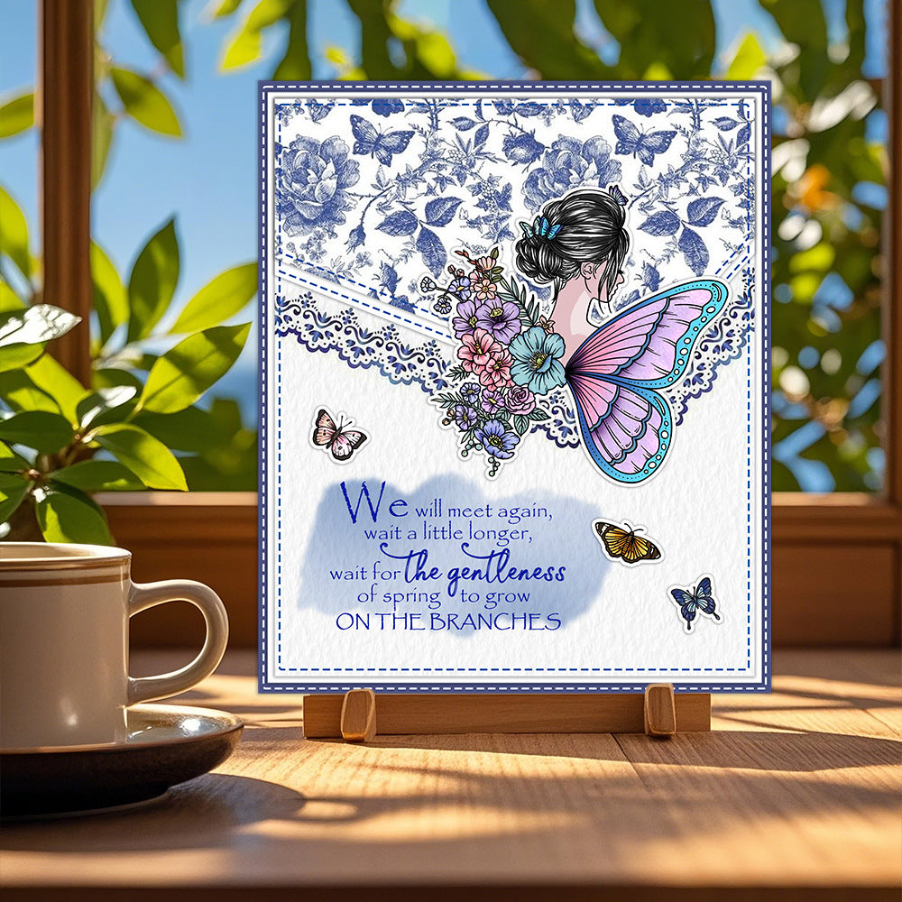 Flowers Butterfly Girl Clear Stamps