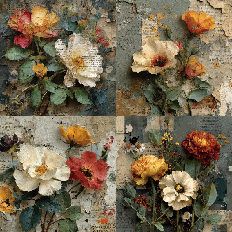 24PCS 6" Beautiful Flowers Scrapbook Paper & Cardstock