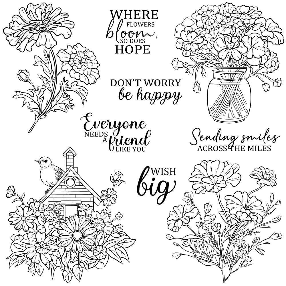 Blooming Daisy Flowers Clear Stamps