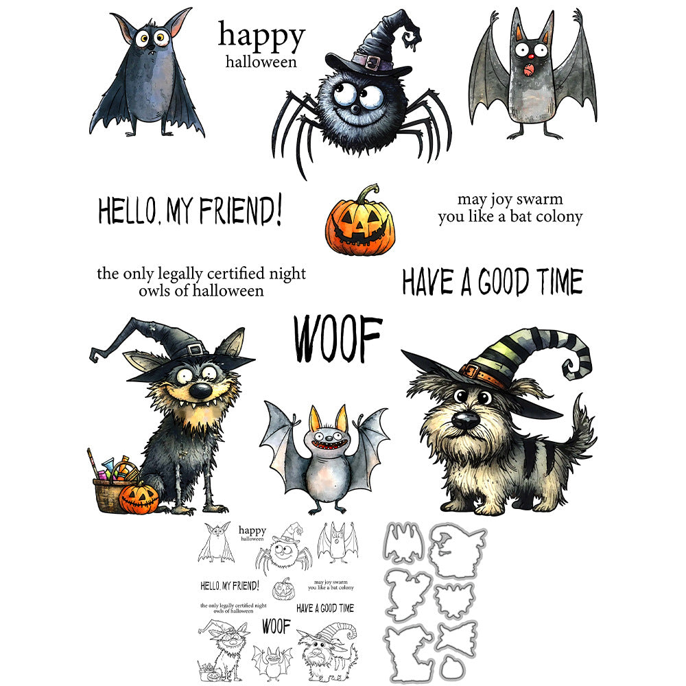 Halloween Bat Puppy Dies & Stamps Set