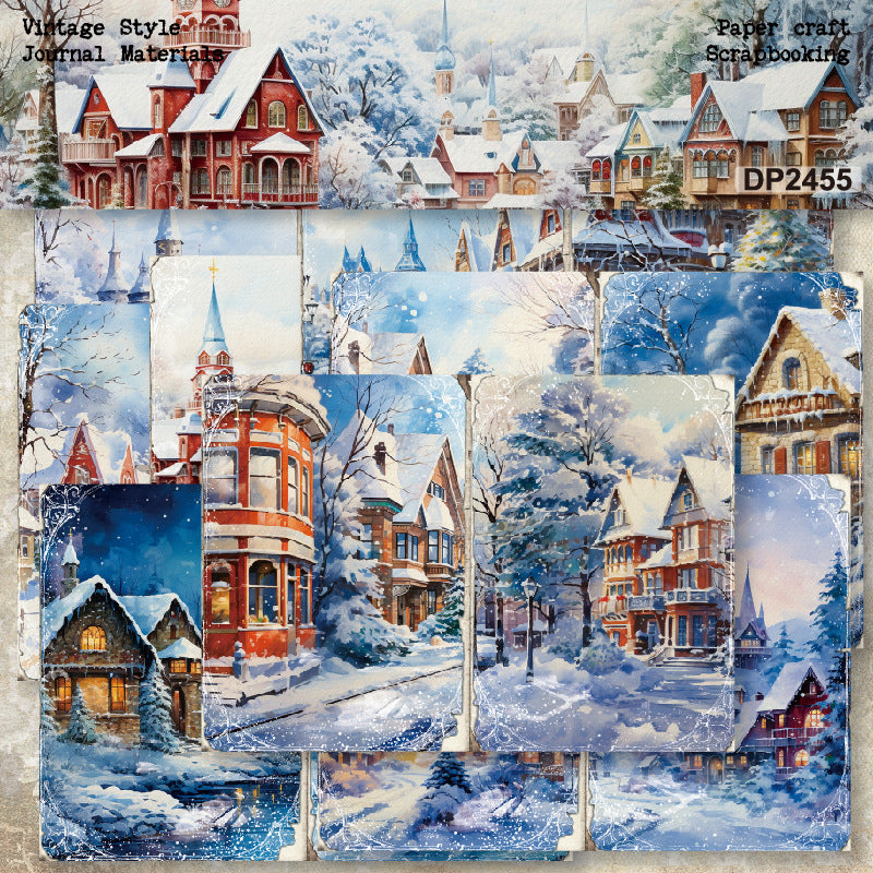 A5 Winter Building DIY Scrapbook Paper