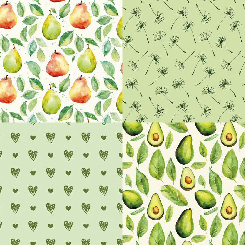 24PCS 6" Sweety Green Pear Scrapbook Paper & Cardstock