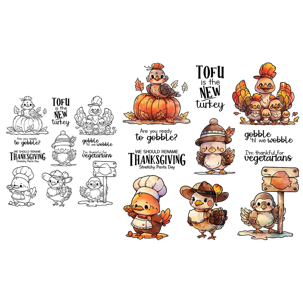 Thanksgiving Cute Turkey Dies & Stamps Set