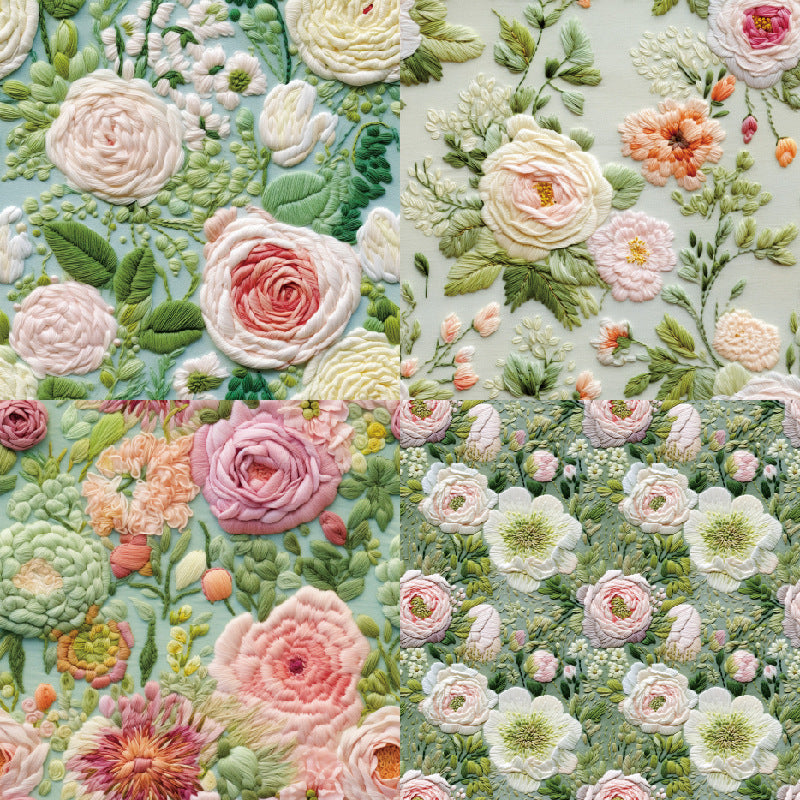 24PCS 6" Embroidery Flowers Scrapbook Paper & Cardstock