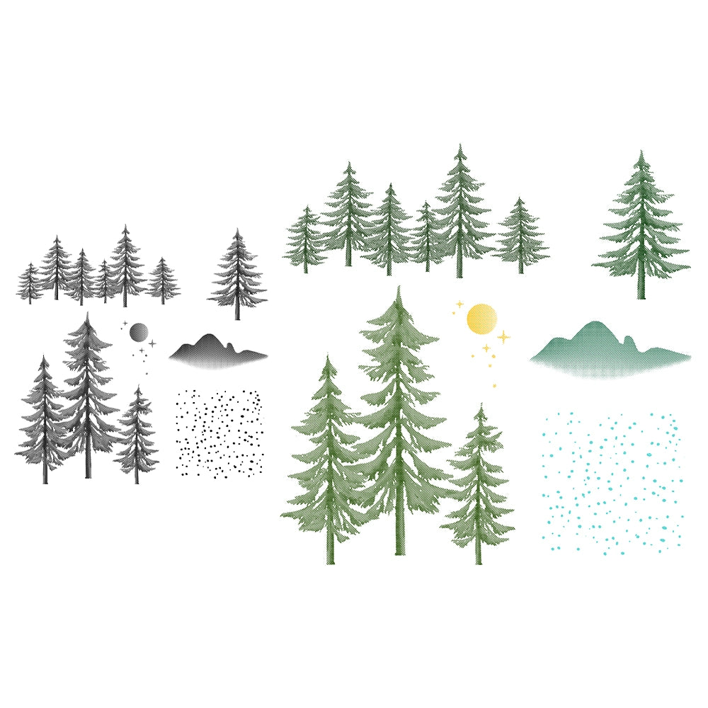 Winter Natural Pine Forest Dies & Stamps Set