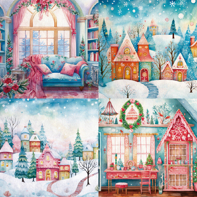 24PCS 6" Holiday Castle Scrapbook Paper & Cardstock