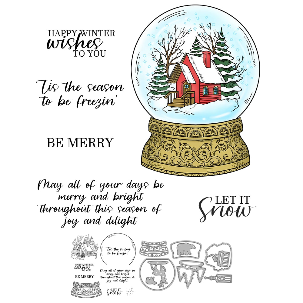 Winter Christmas Crystal Ball Dies & Stamps Set