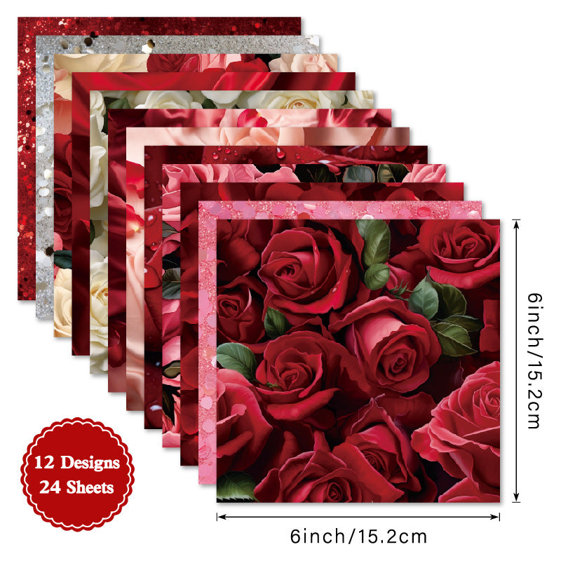 24PCS 6" Valentine's Day Scrapbook Paper & Cardstock