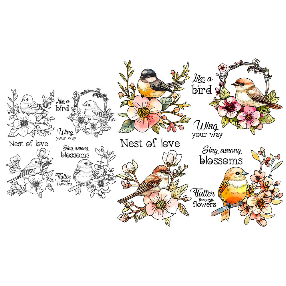 Flowers and Birds Clear Stamps