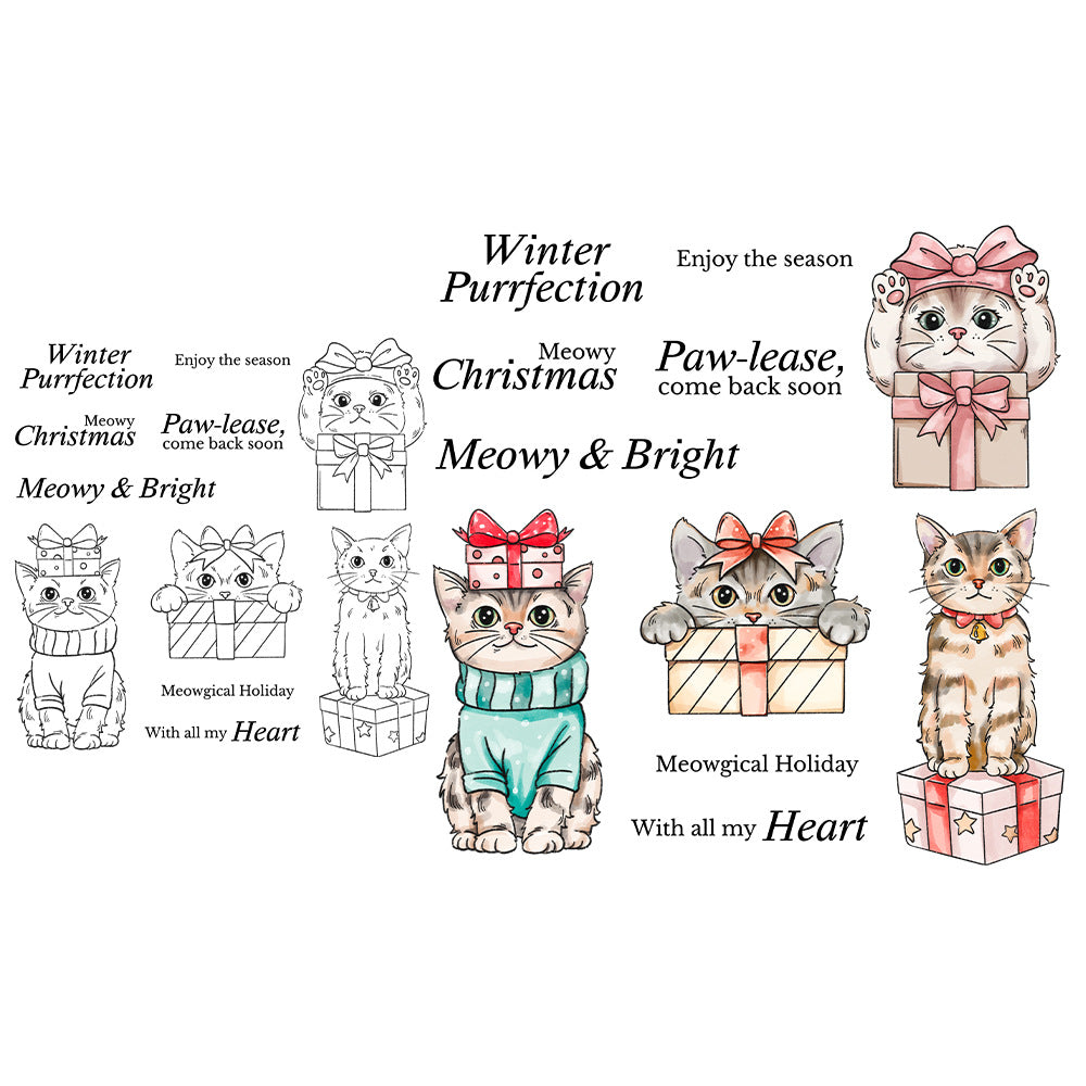 Cat Gift Box Dies & Stamps Set