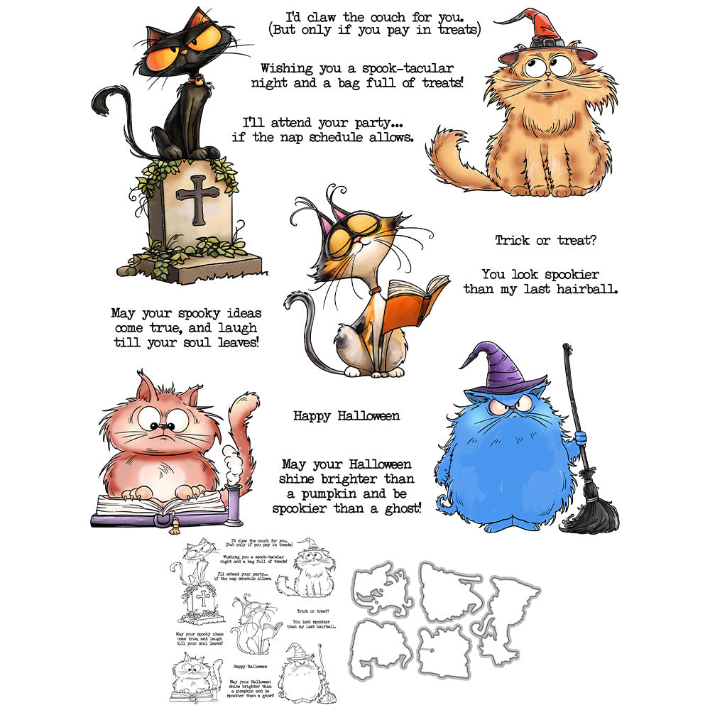 Halloween Kitten Dies & Stamps Set