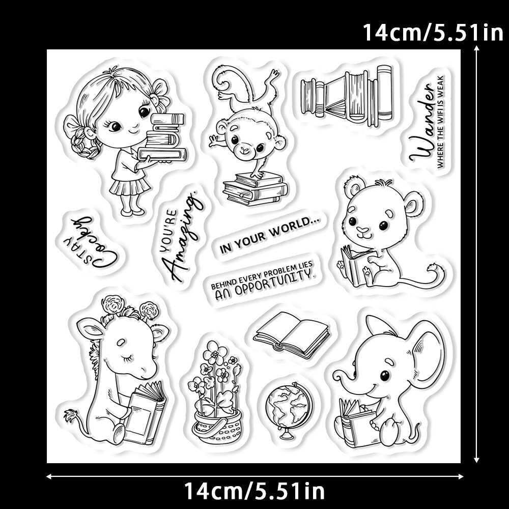 Reading Animals Clear Stamps