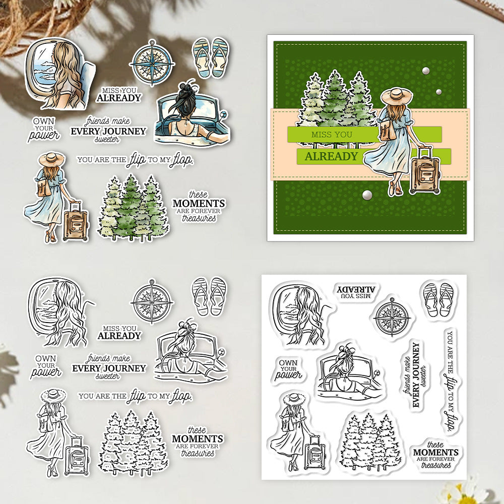 Travel Girl Clear Stamps