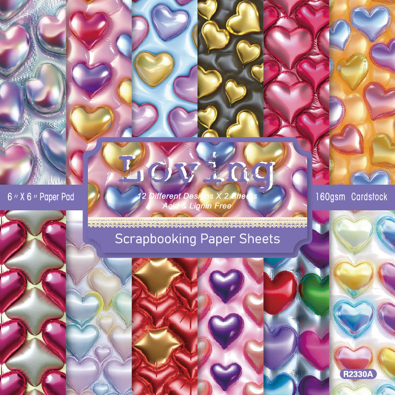 24PCS 6" Loving Scrapbook Paper & Cardstock
