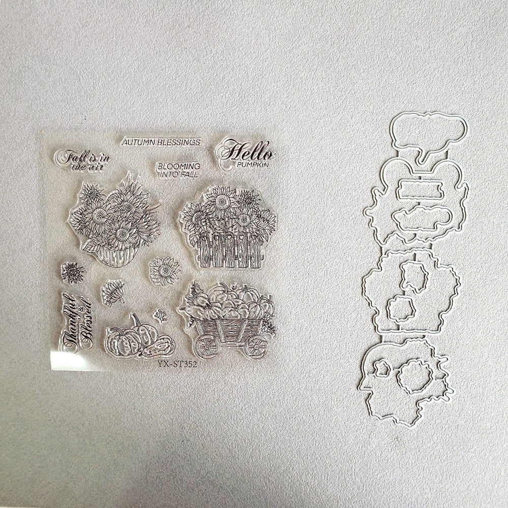 Sunflower Pumpkin Dies & Stamps Set