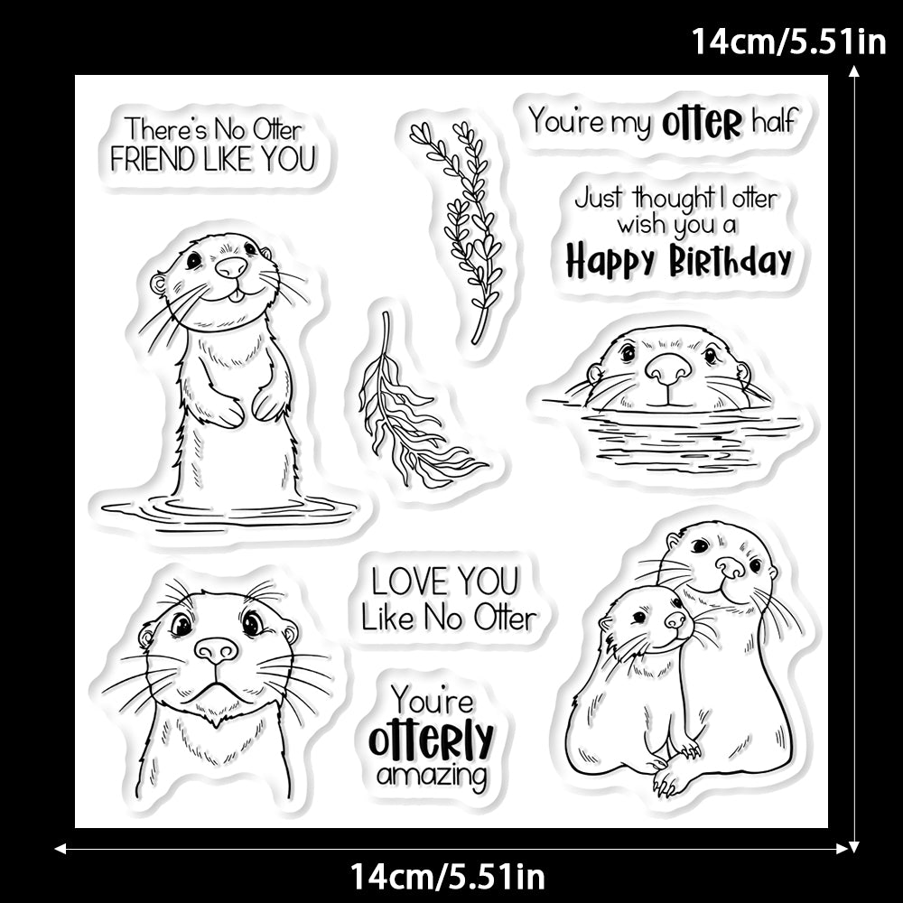 Cute Cartoon Otters Dies & Stamps Set